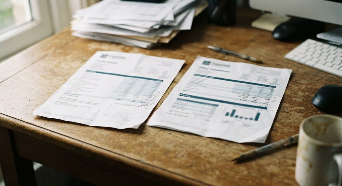 two insurance quote printouts placed side by side