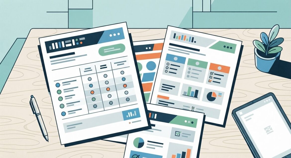 insurance quote comparison sheets spread on a desk